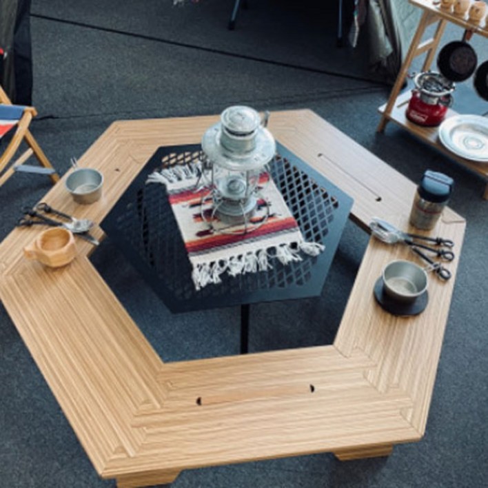 그라운드웍스 육각 화로대테이블 M (솔리드지브라)