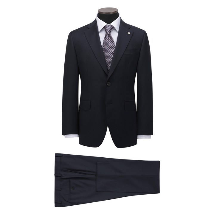 코오롱 브렌우드 중년 남성 네이비 무지 울 100 스판 일반핏 정장세트 봄가을 간절기 수트