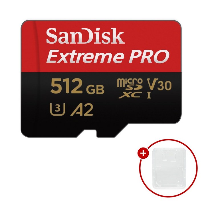 샌디스크 마이크로SD카드 Extreme PRO 익스트림 프로 SDSQXCD-512GB + SD카드 케이스