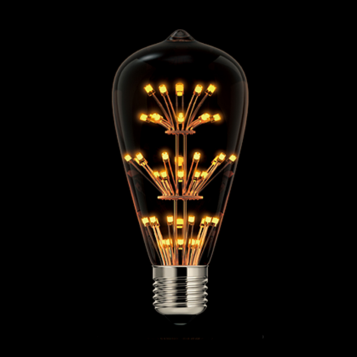 포커스 LED 디자인램프 눈꽃 2W 전구 별모양 하트 은하수 인테리어전구 에디슨 엘디자인 무드등, 1개