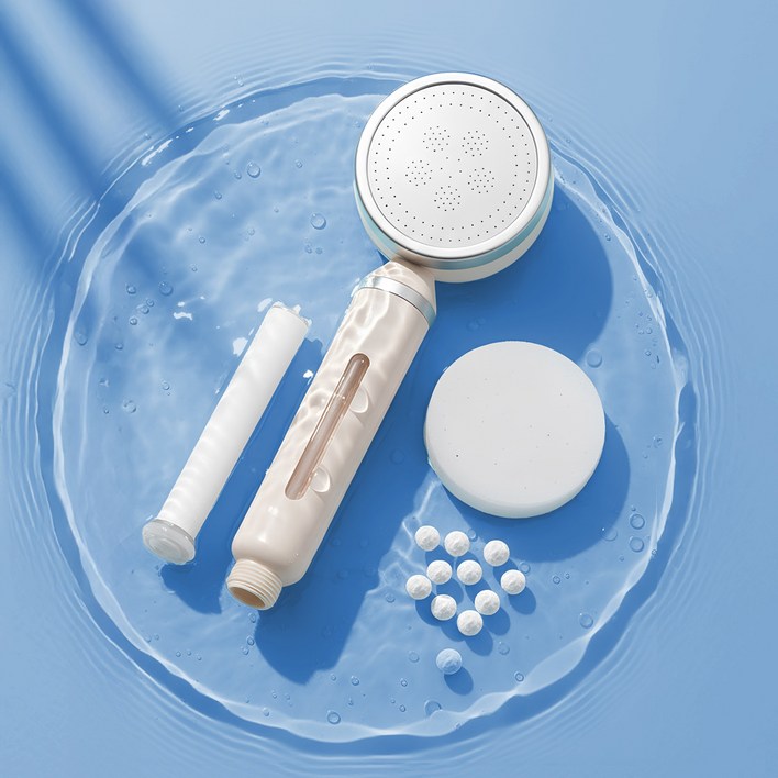 리빙가이드 수압상승 이중 필터 샤워기 헤드  바디필터 3p  헤드필터 1p