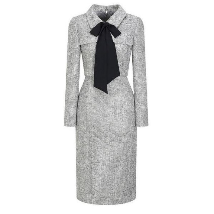 [백화점매장출고] JJ지고트 배색 타이 재킷 H라인 원피스GPAM0OP921