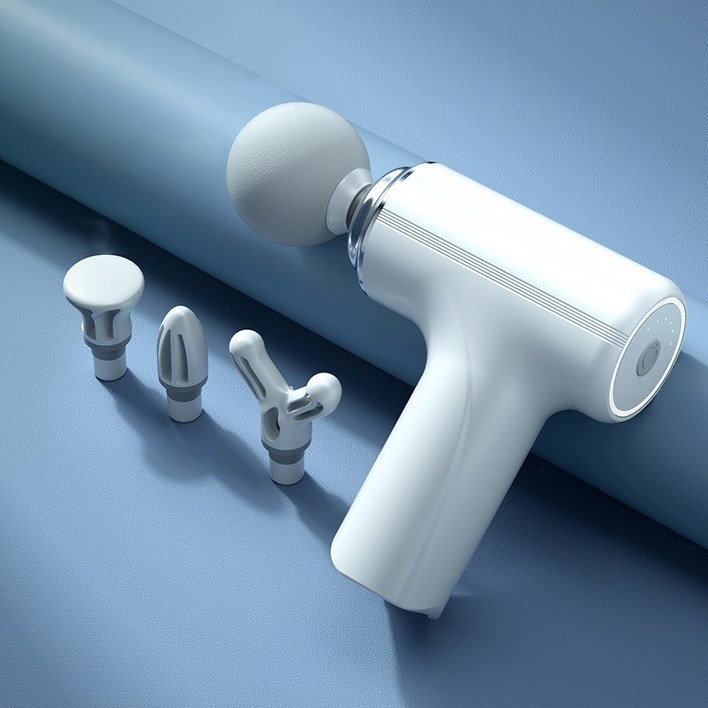 클래식 미니 무선 자동 마사지건 6단 속도조절 (헤드 4종 + 전용 C타입 충전 케이블)