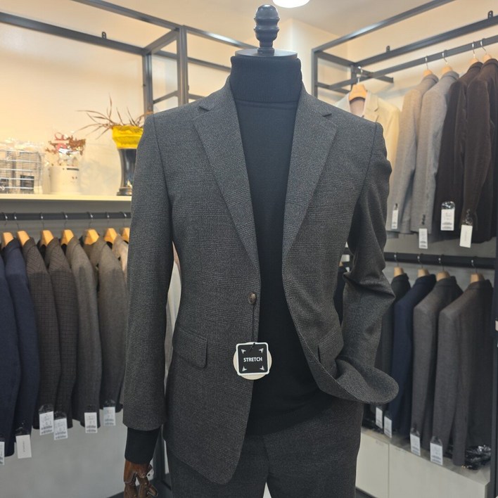 트레몰로 남성 가을겨울용 차콜 체크정장셋트 TGNGA3F33842154