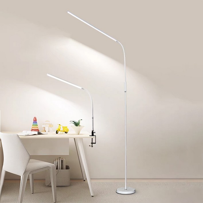 ALLILIO 거실 LED 플로어램프 집게 책상 스탠드  밝기, 색온도 조절 가능 블루라이트 차단 시력보호  스탠드클램프식 겸용 12W