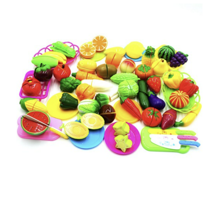 쌍용완구 new 싹뚝 요리 썰기 자르기 소꿉 역할 놀이 선물 과일 야채 58종 세트, 혼합색상, 1개