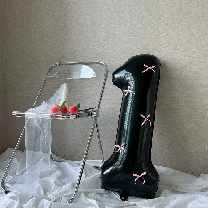 숫자풍선 생일풍선 대형 리본 생일파티용품 이벤트, 블랙핑크리본 숫자풍선 생일풍선 대형 리본 생일파티용품 이벤트, 블랙핑크리본