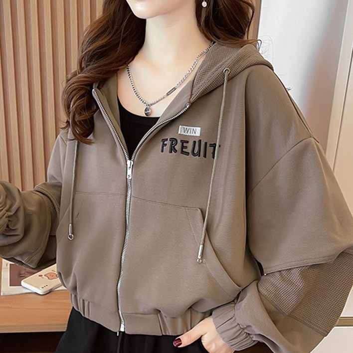 Skyciky 기모 두꺼운 후드티 가을 겨울 루즈핏 작은 키용 짧은 기장 집업 외투 ZHB10