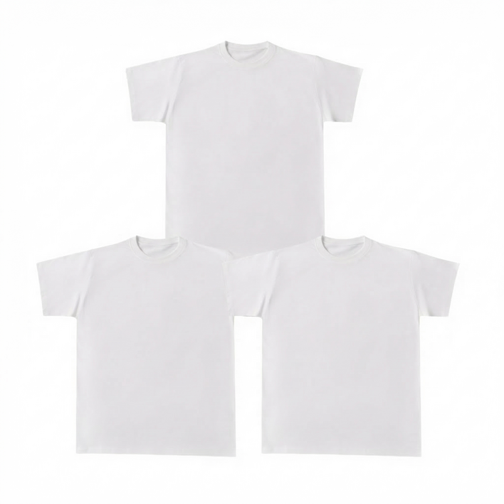 1+1+1 베이직 면 30수 라운드 무지  남자 반팔티 화이트 베이잉