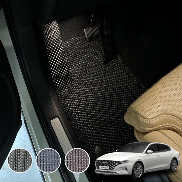 더뉴그랜저 체인 카매트 전차종 자동차 발매트 발판 블랙 1열 운전석조수석, 브라운