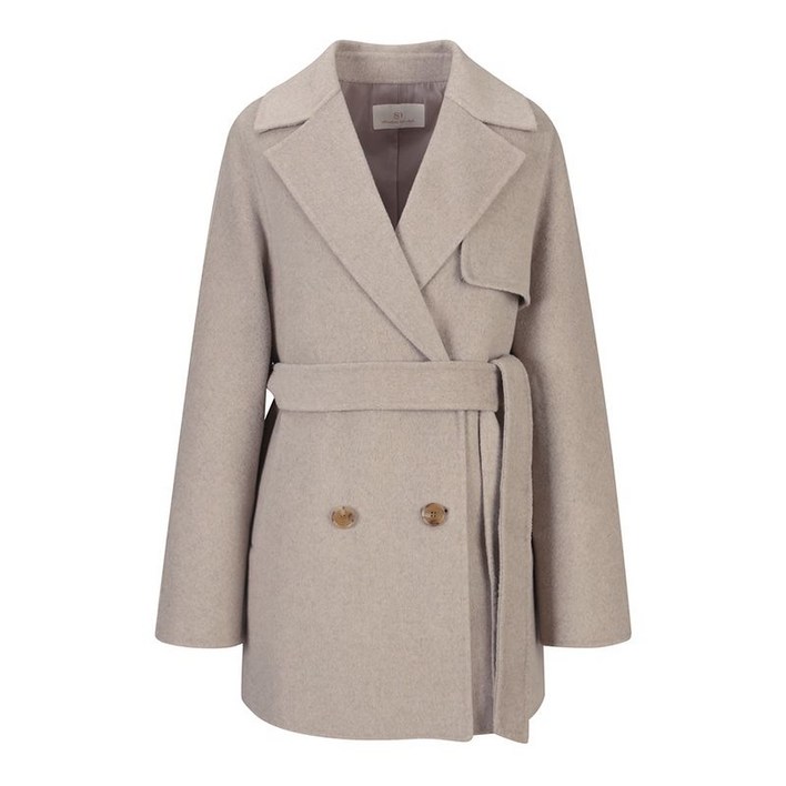 SI씨 여성용 울블렌디드 스트랩 더블 하프코트 SJHRX2605