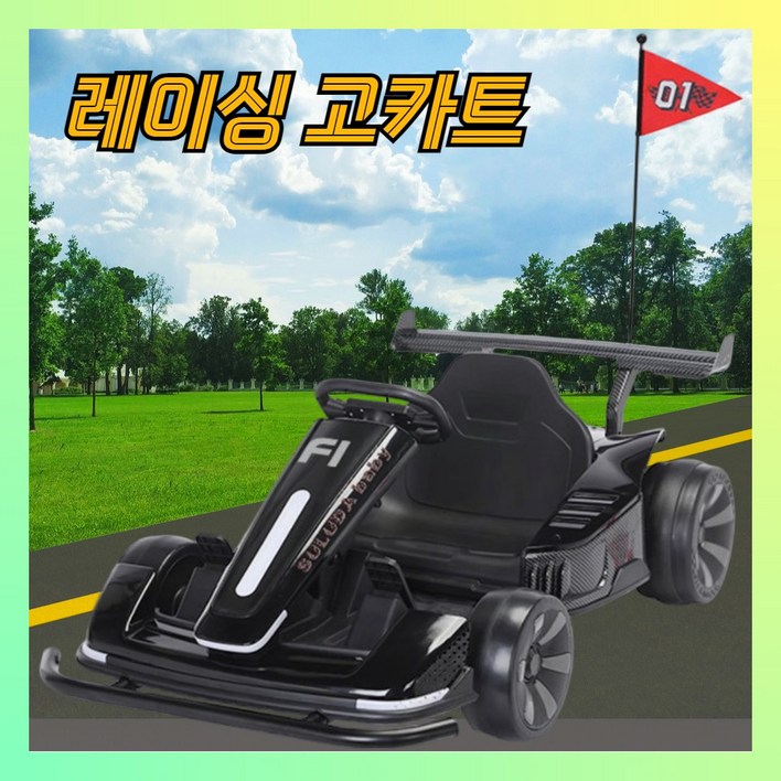 스피노 고카트 레이싱 카트 4륜 바이크 드리프트 전동 어린이 성인 루지 원격조정, 04 블랙, 1개