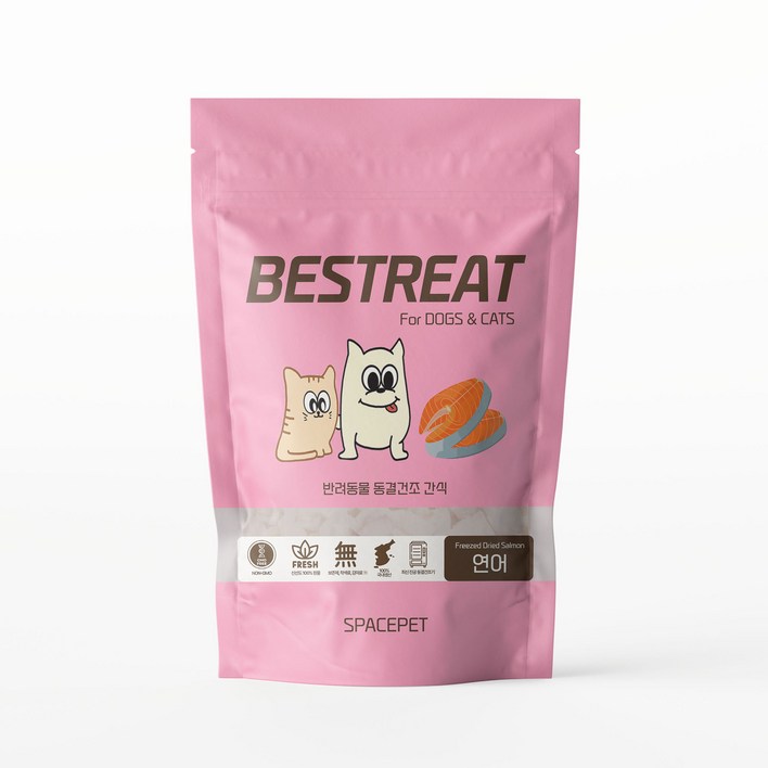 스페이스펫 베스트릿 동결건조 간식 강아지간식 고양이간식, 1팩, 140g, 연어