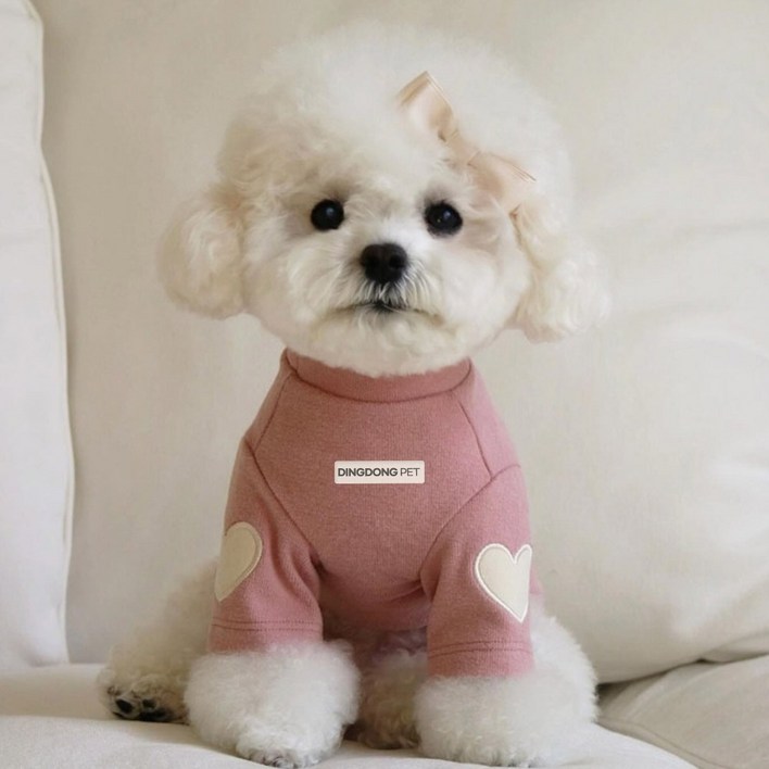 딩동펫 반려동물 하트 폴라넥 티셔츠