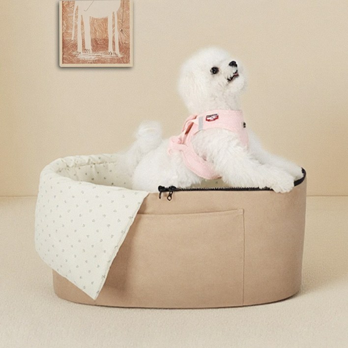 MekkMomo 휴대용 보온 패드 겨울용 쿠션 강아지방석 카시트 강아지 하우스, 1개, 연한 갈색