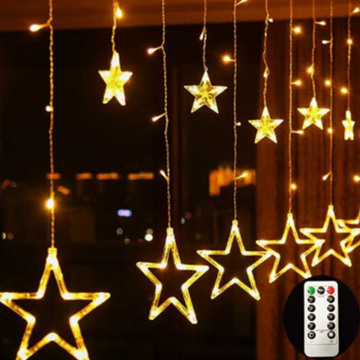 별조명 USBAA건전지리모컨형 크리스마스조명 커튼조명 창문트리 크리스마스전구, 따뜻한빛, 1개