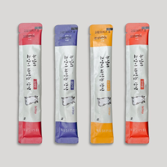 누심비 고양이 짜먹는 간식 길고양이 대용량 15g 3가지맛 90개, 참치맛, 대구맛, 연어맛, 15g, 90개