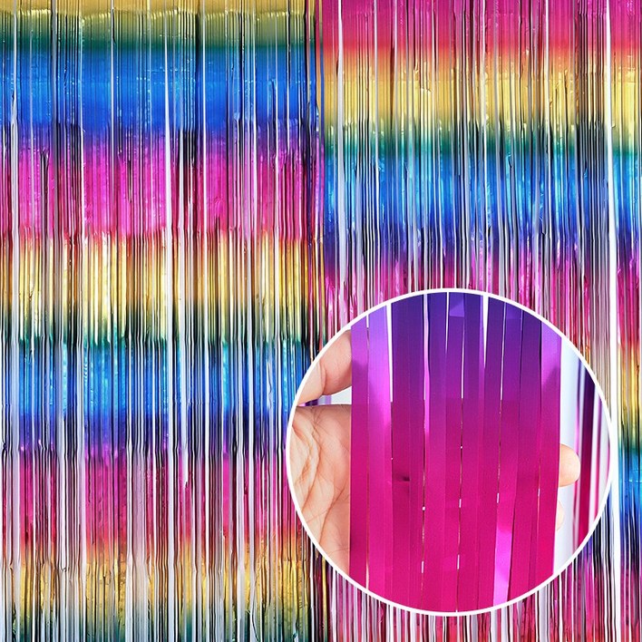 파티은박커튼 [폭1m/높이2m] 레인보우 5개입