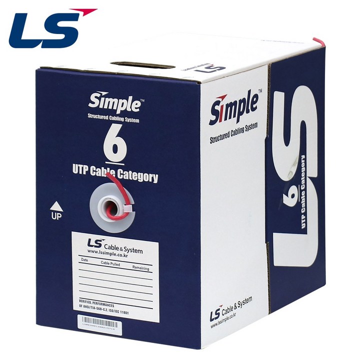 LS전선 CAT.6 UTP 랜케이블 300m 단선레드, 1개