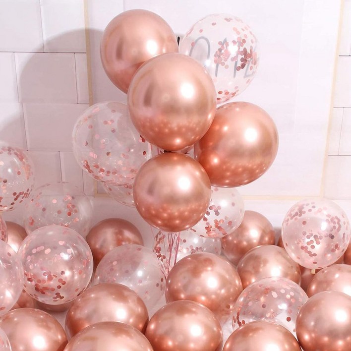 둥근 풍선 로즈 골드 풍선, 생일 파티 새해 결혼식 장식 풍선, 30cm, 62개, 62개