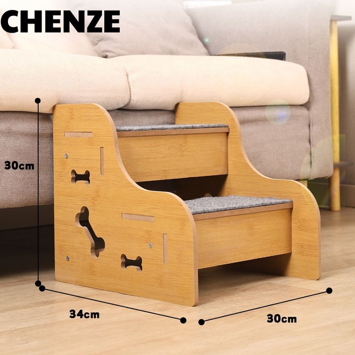 CHENZE 반려동물 계단 논슬립 원목 강아지 고양이 침대용 소파용 가정용