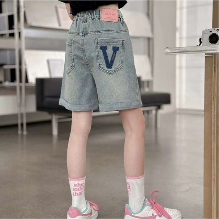 키즈목마 2025 여름 신상 여아 냉감 데님 숏팬츠 주니어 초등 여아 쿨소재 청 반바지 630