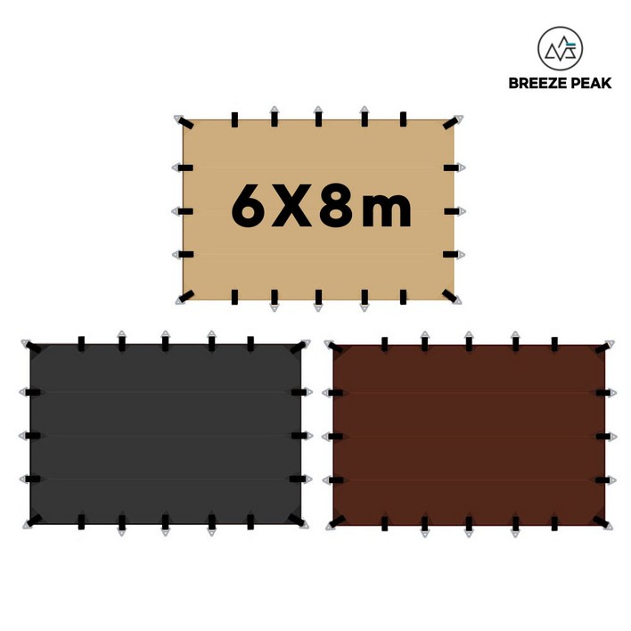 초대형 타프 스크린 블랙 암막 천막 장박 차박 그늘막 실버 코팅 6x8m, 카키 베이지