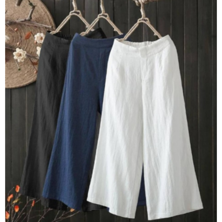 르샌느앤  3컬러 와이드 통바지 편한 린넨 팬츠 NAVY