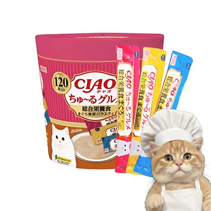 [겟플렉스]이나바 챠오츄르 구루메 버라이어티 120p 종합영양 참치해물