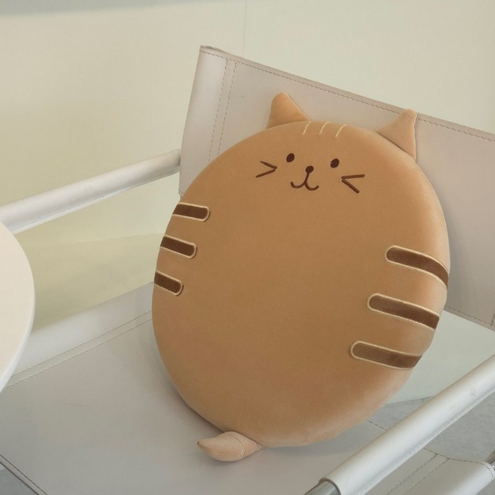 논슬립 메모리폼 고양이캐릭터 원형방석 벤치 유아방석, 삼색냥