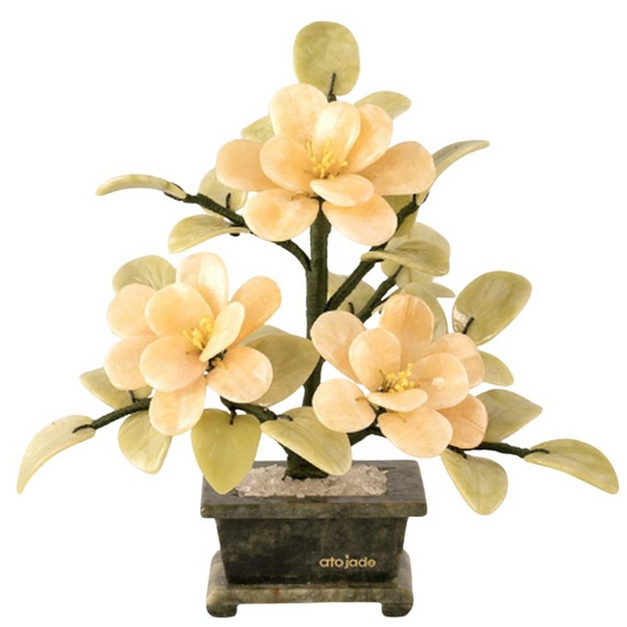 생신선물 아토제이드 천연 옥꽃 메리골드 3송이  부모님 환갑 칠순 팔순 선물, 옐로우, 1개