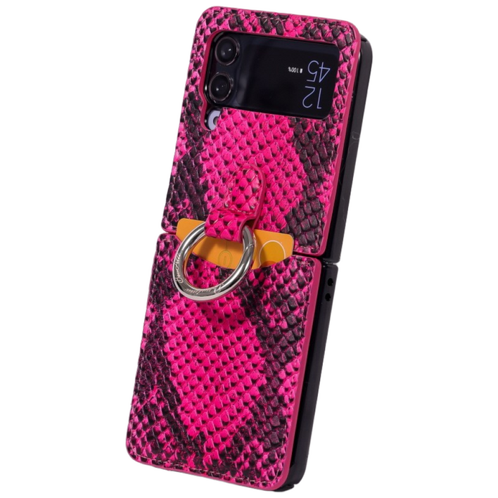 본아띠 POLARIS 아나콘다 뱀 천연소가죽 카드 수납 힌지보호 기능 갤럭시 Z플립 케이스