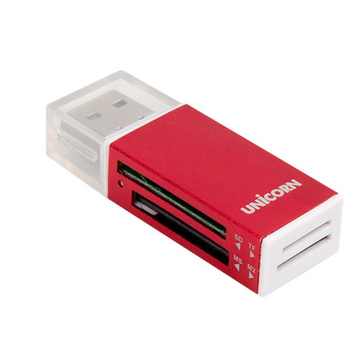 유니콘 USB2.0 휴대용 미니 카드리더기 XC500A, XC500A, 레드