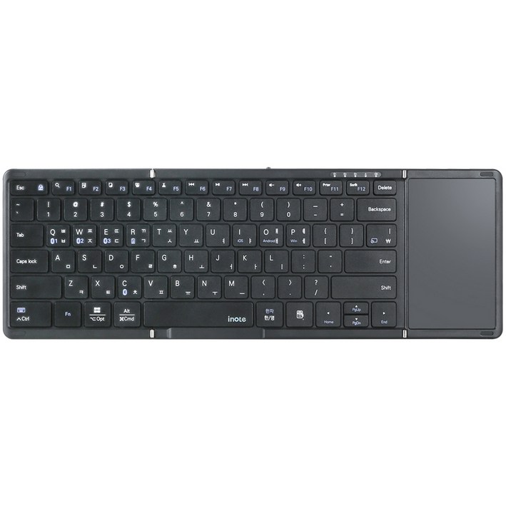 아이노트 터치패드 블루투스 무선 접이식 키보드, 블랙, X-FOLDING XK905B