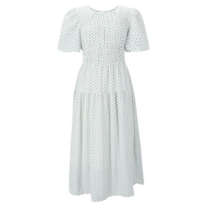 숲 여성용 라운드넥 미니꽃 스모크 원피스 SA5OP3B