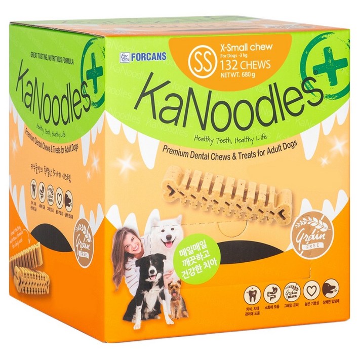 포켄스 강아지 간식 덴탈껌카누들 플러스 필로팩 SS 132p, 구강청결, 680g, 1개