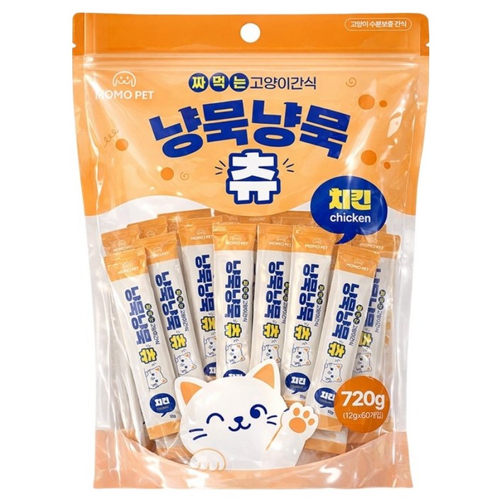 MOMOPET 냥묵냥묵 고양이 대용량 짜먹는 간식 60p, 1개, 720g, 치킨