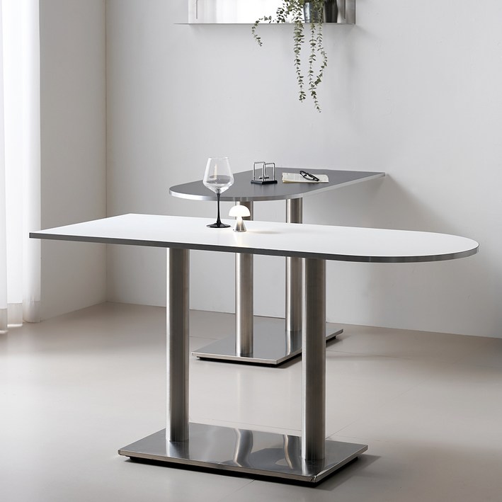 웰퍼니처 브루니 실버엣지 반타원 식탁 테이블 방문설치