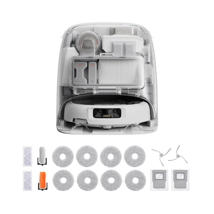DJI ROMO P 로봇청소기 + 액세서리 키트 세트, 투명 + 화이트(청소기), 단일색상(키트), CR8E