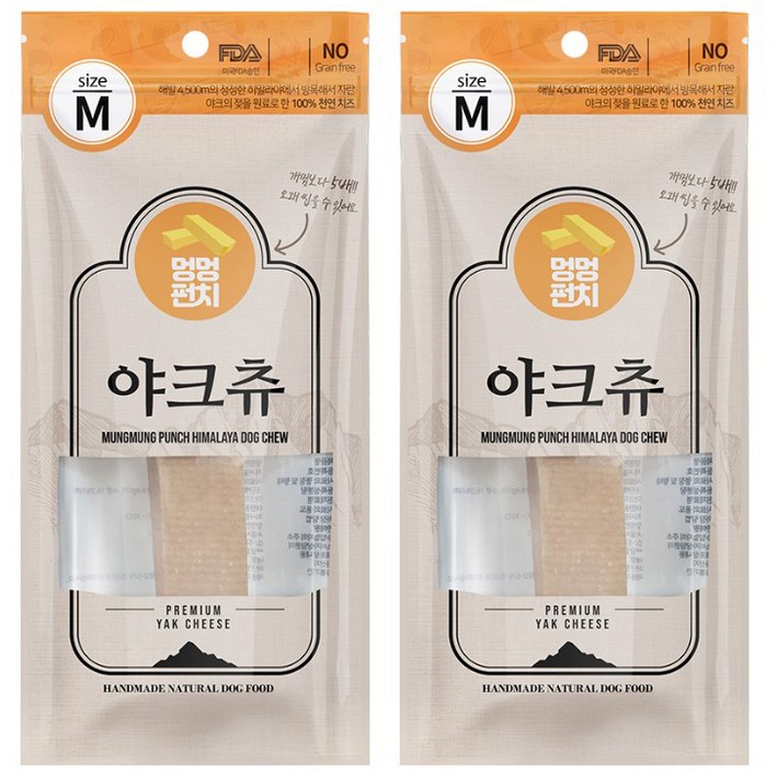 멍멍펀치 천연 야크치즈 100% 히말라야 야크츄 져키 M