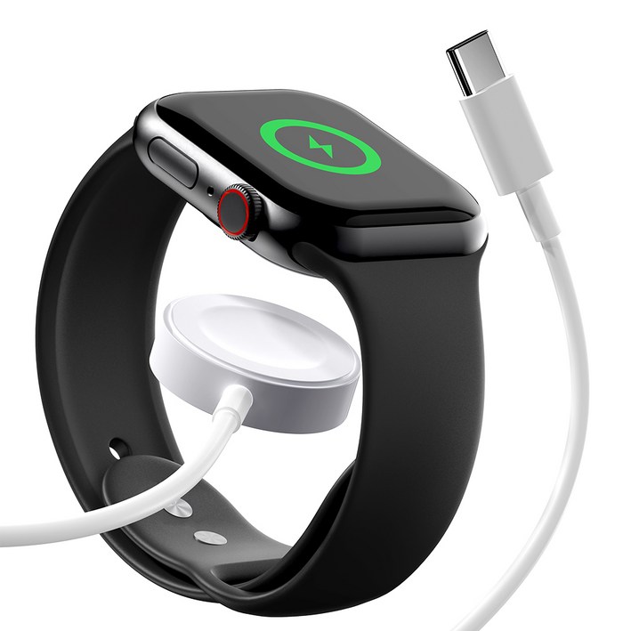 구스페리 애플워치 호환 무선 충전기 C타입 충전케이블 충전독, 화이트, 1개