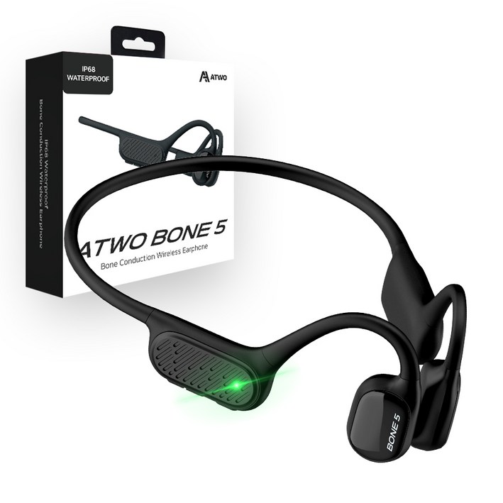 에이투 BONE5 블루투스 오픈형 무선 넥밴드 골전도 이어폰, ATWO BONE 5, 블랙