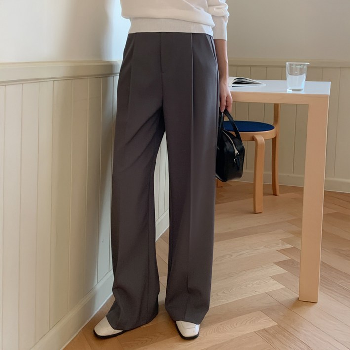 니썸 여성용 롱미들 포유 어핀턱 슬랙스 2