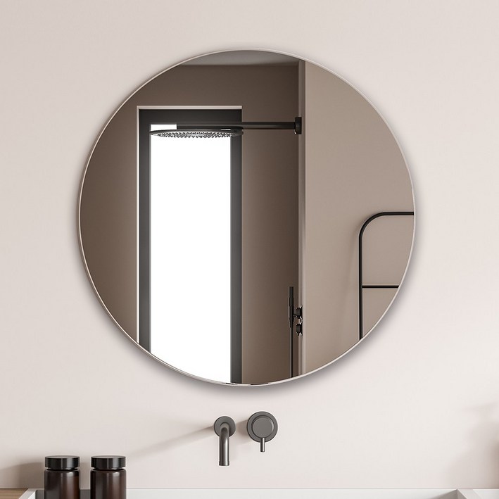 온미러 원형 거울 노프레임 욕실 화장대 600mm(지름)