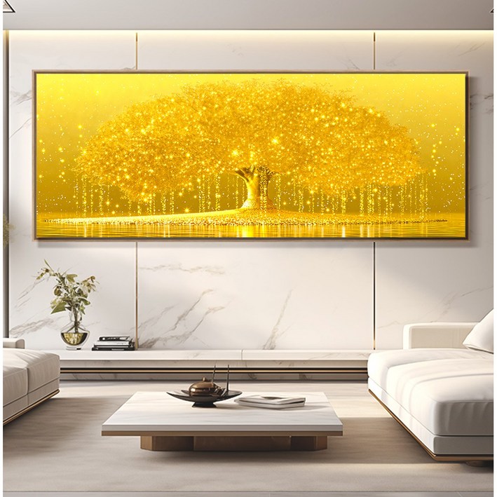 [인메이블] 돈들어오는 돈나무 그림 황금 별나무 와이드 캔버스 액자 거실 인테리어 풍수 인테리어