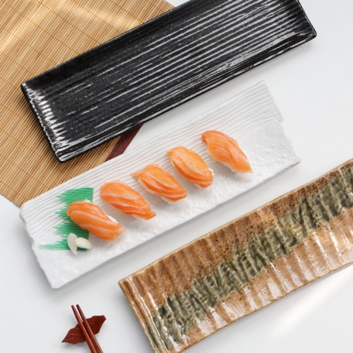 재팬 사각 생선 초밥 일식 접시 2P세트