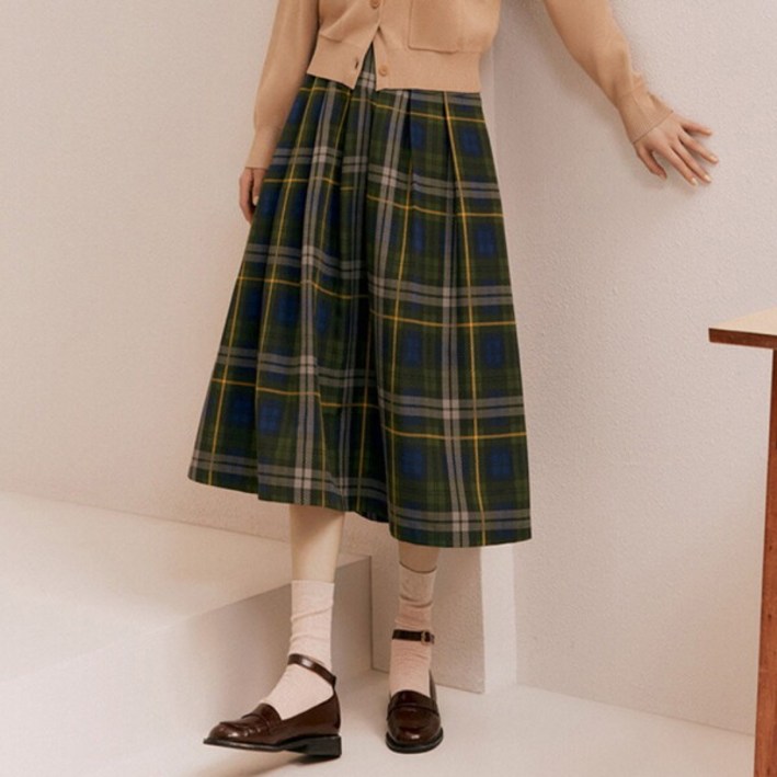 [더 엣지] [TAG가 139,800원] 체크 볼륨 스커트 WYSK6G01