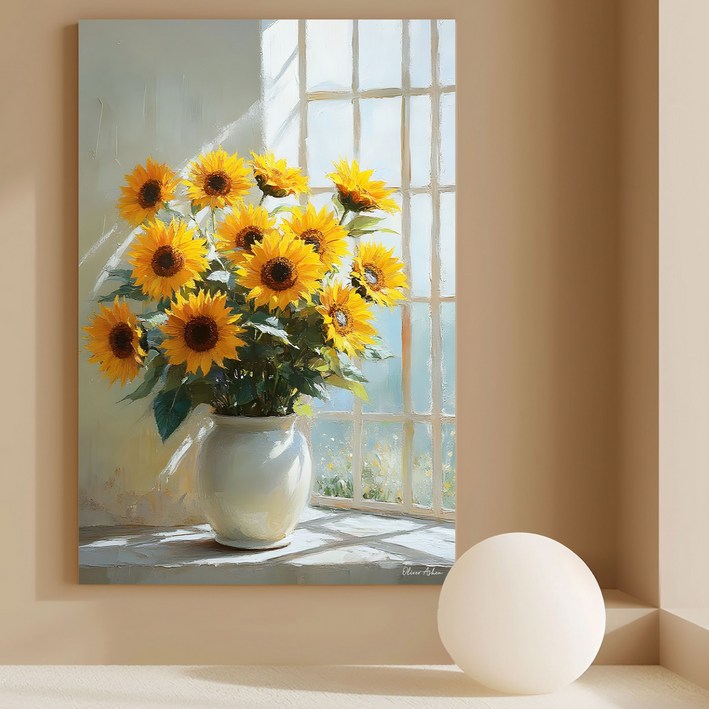 더마네이처 해바라기액자 돈들어오는 유화 인테리어그림