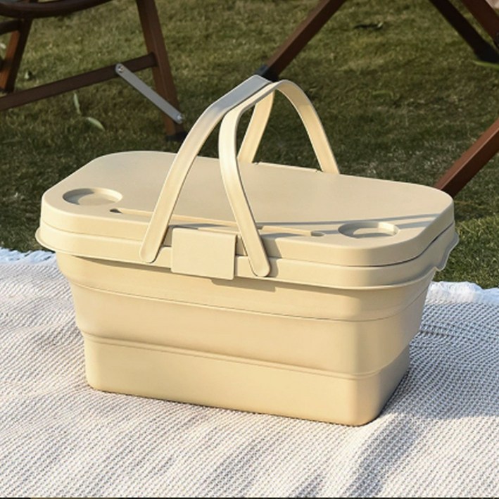 마벨인홈 캠핑 피크닉 휴대용 접이식 테이블 정리함, 브라운