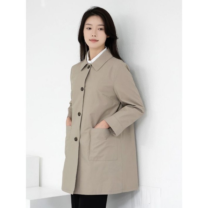 모슬린 엄마옷 카라 베이직 바바리 자켓 MQG126223 마담 미시 중년여성 빅사이즈 할머니옷 50대 60대 70대